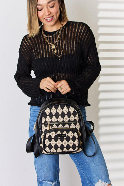 Argyle Argyle Pattern PU Leather Backpack from PinkyBelles Shop