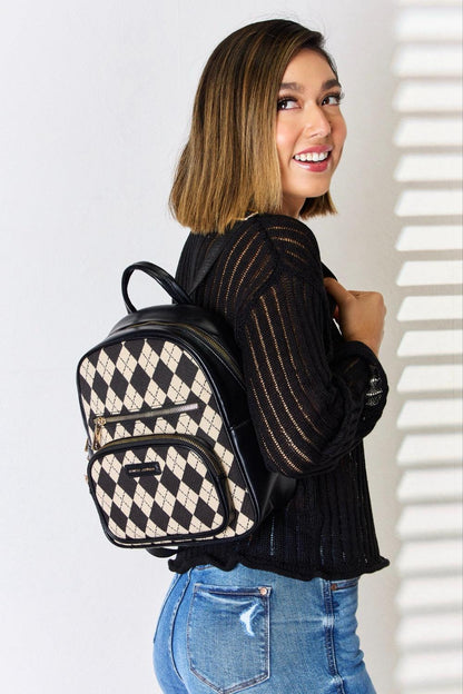 Argyle Argyle Pattern PU Leather Backpack from PinkyBelles Shop