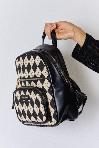 Argyle Argyle Pattern PU Leather Backpack from PinkyBelles Shop