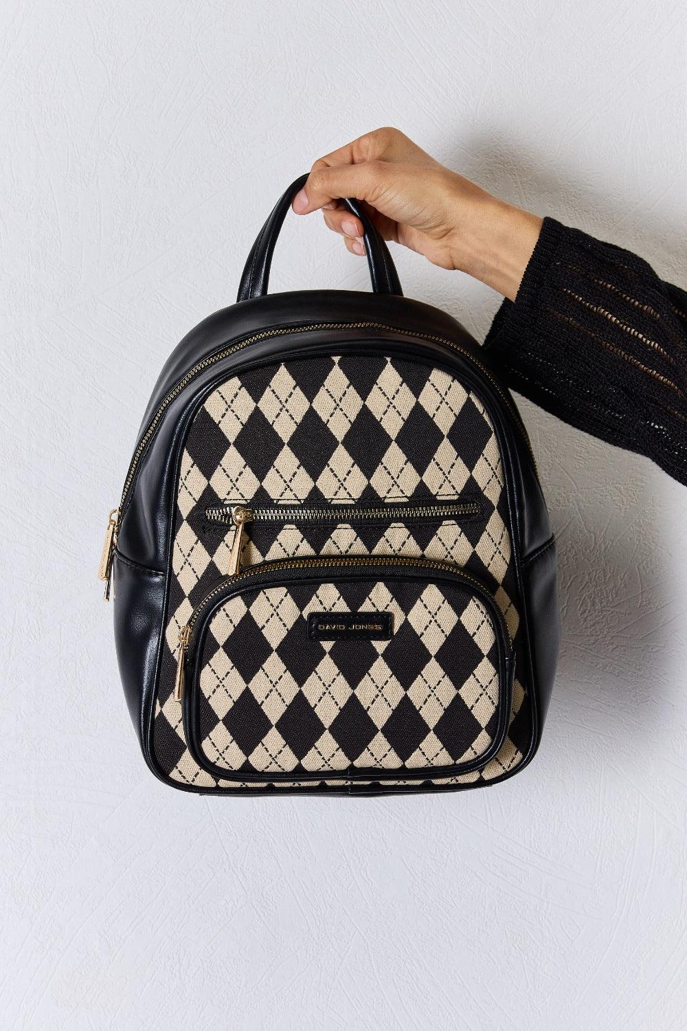 Argyle Argyle Pattern PU Leather Backpack from PinkyBelles Shop