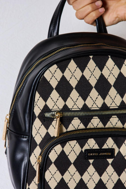 Argyle Argyle Pattern PU Leather Backpack from PinkyBelles Shop