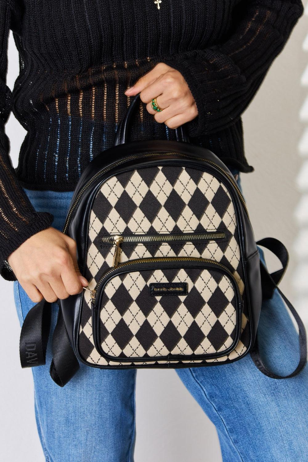 Argyle Argyle Pattern PU Leather Backpack from PinkyBelles Shop