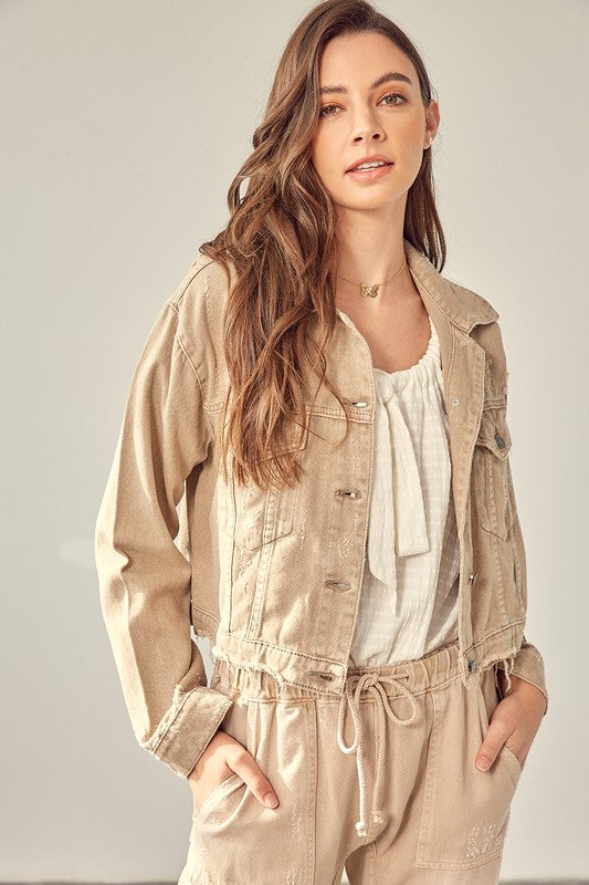 Beige Color Denim Jacket from PinkyBelles Shop