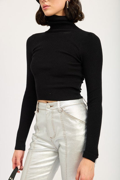 Black Basic Turtleneck Long Sleeve Top from PinkyBelles Shop