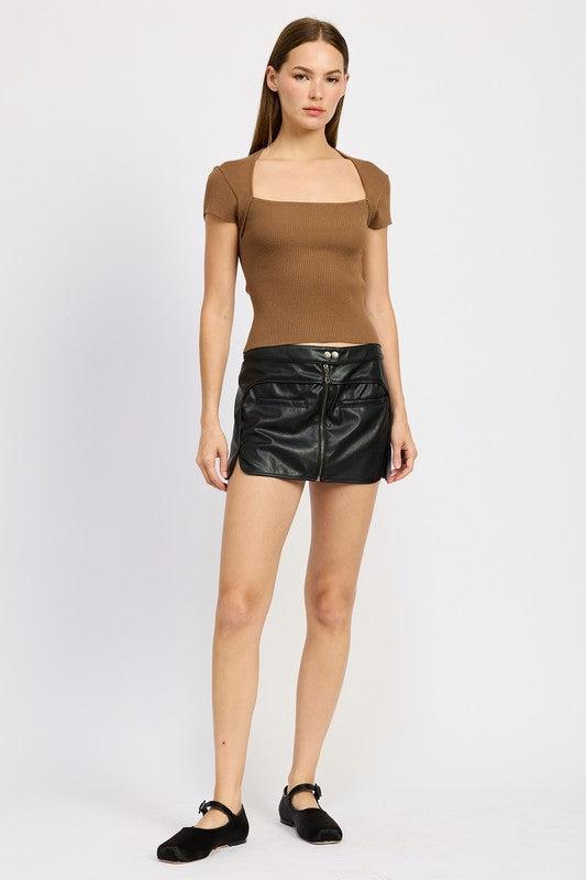 Black Biker Faux Leather Mini Skirt from PinkyBelles Shop