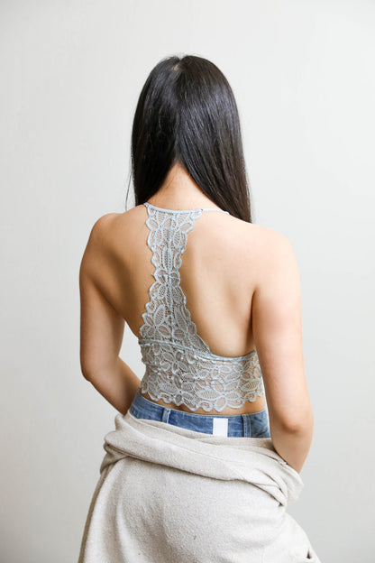 Black Floral Lace Bralette Crop Top from PinkyBelles Shop