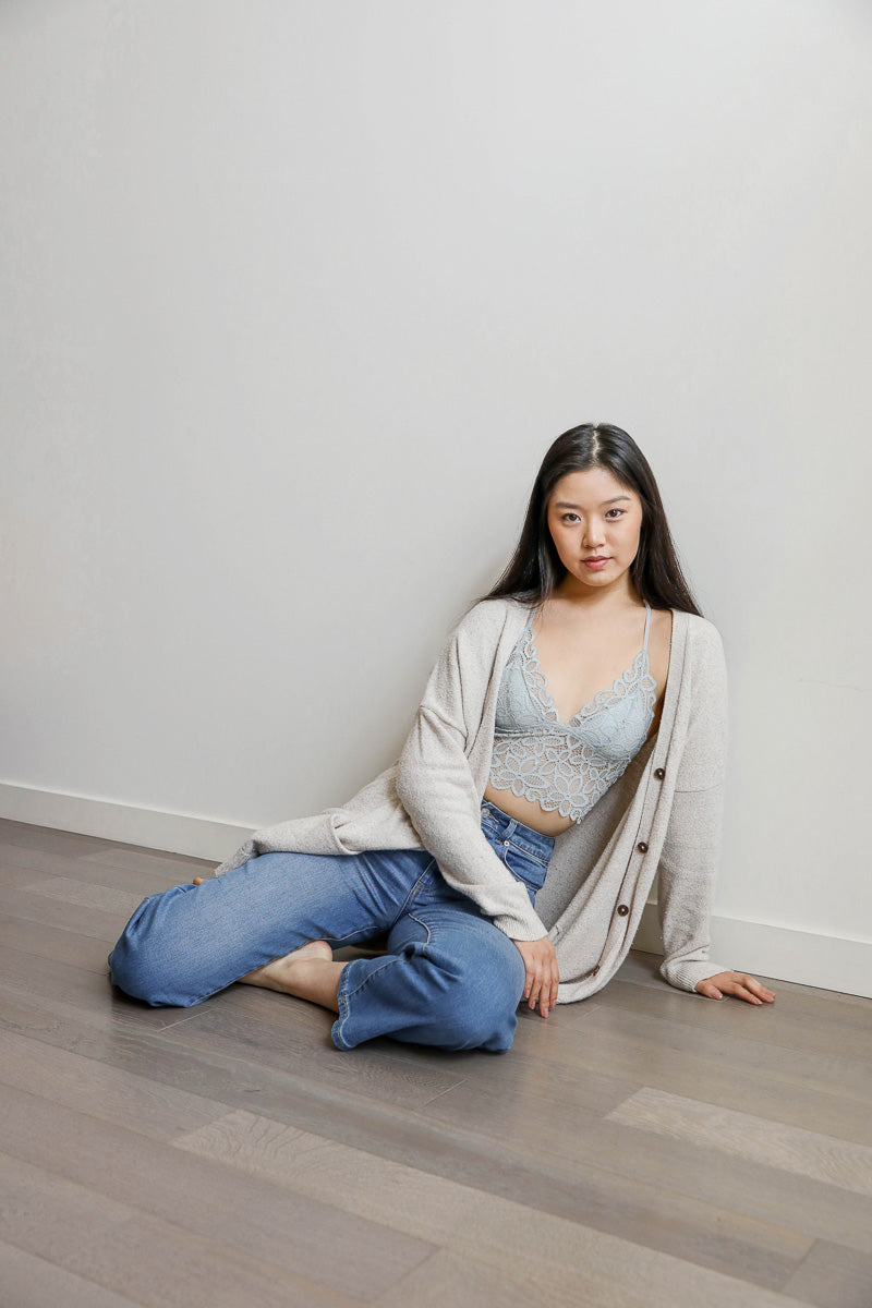 Black Floral Lace Bralette Crop Top from PinkyBelles Shop