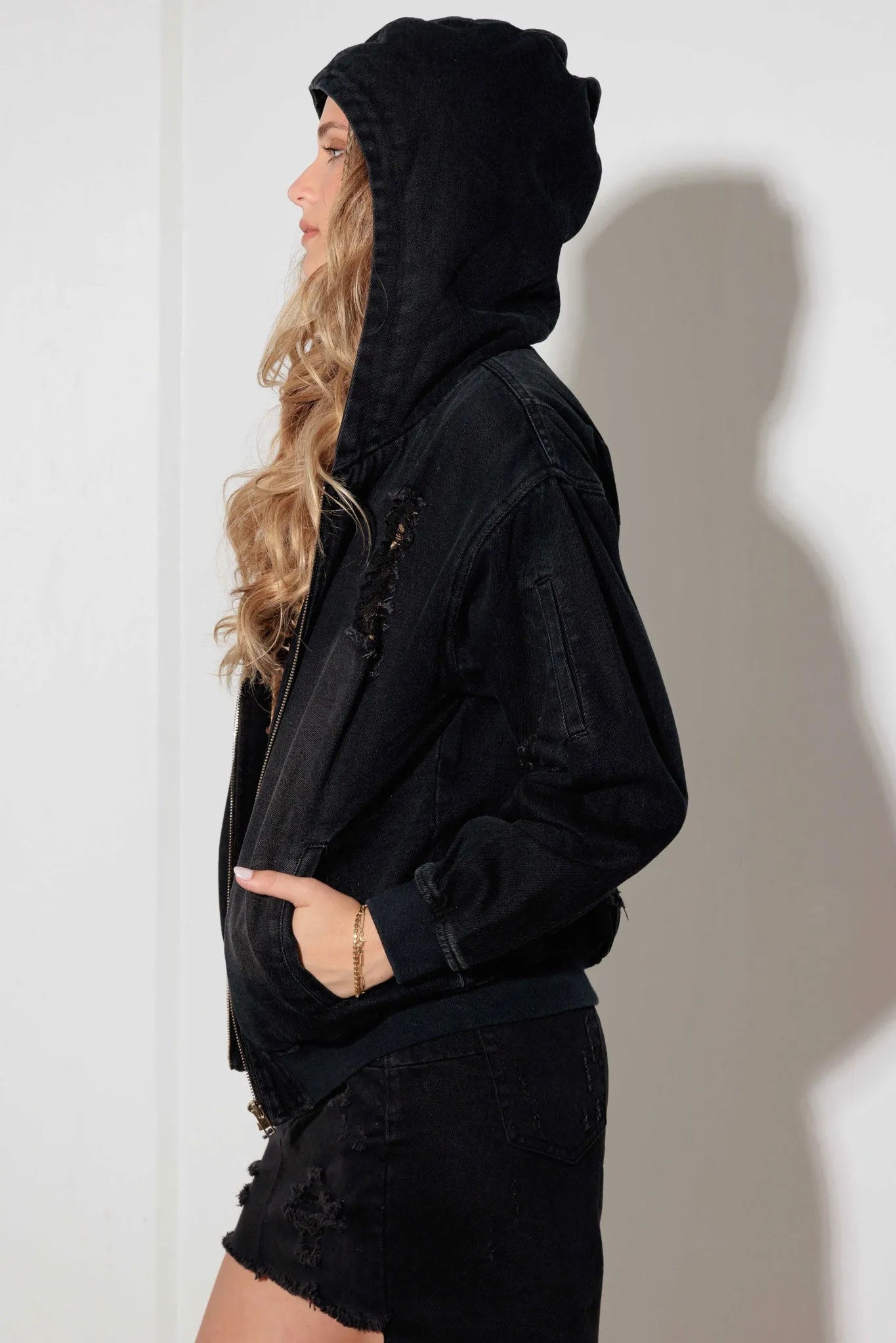 Black Sherpa-Lined Denim Jacket from PinkyBelles Shop