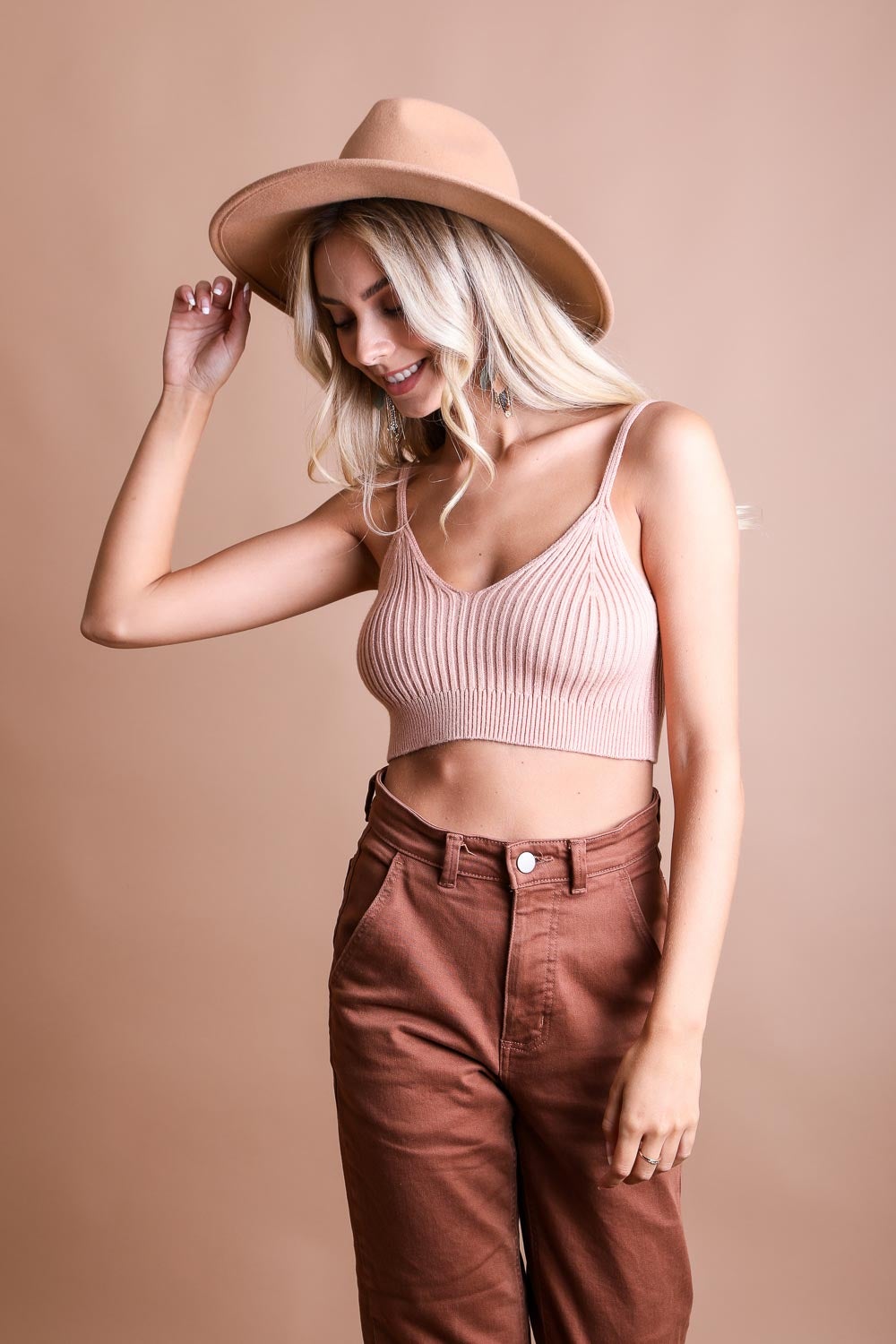 Blush Rib Knit Crop Top from PinkyBelles Shop