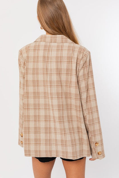 Brown Oversized Plaid Jacket from PinkyBelles Shop