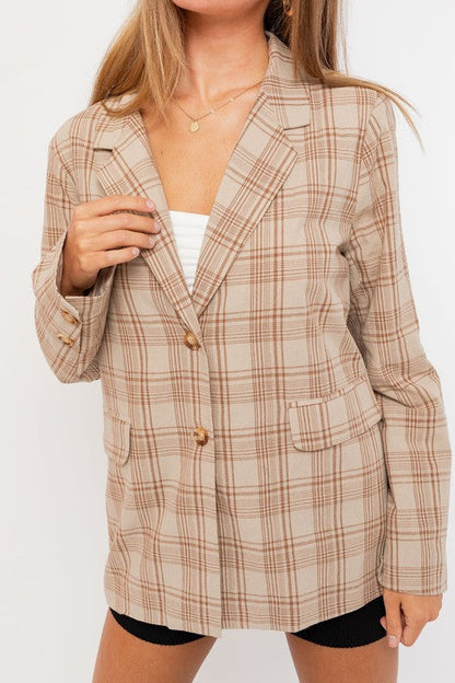 Brown Oversized Plaid Jacket from PinkyBelles Shop