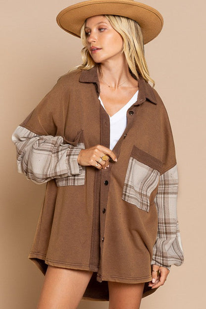 Brown Plaid Long Sleeve Shacket from PinkyBelles Shop