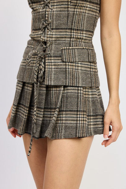 Brown Pleated Mini Skirt from PinkyBelles Shop