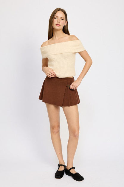 Brown Pleated Mini Skort from PinkyBelles Shop