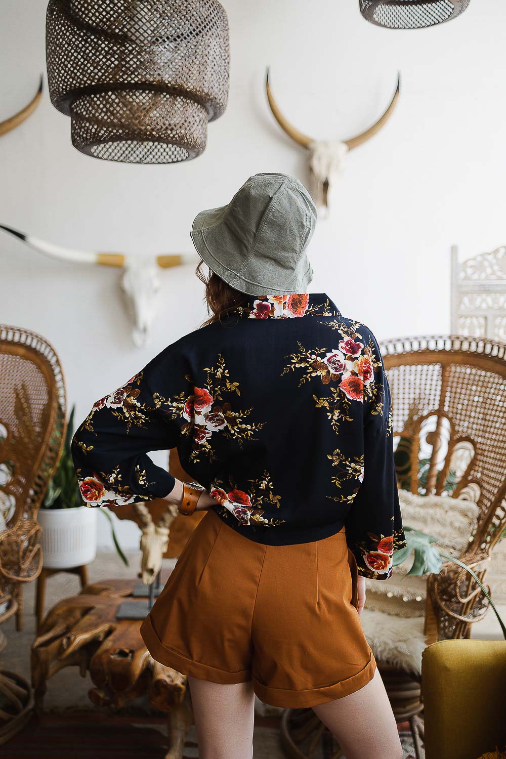 Burgundy Floral Rose Print Kimono Blazer from PinkyBelles Shop