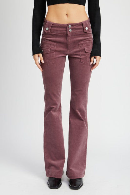 Burgundy Low Rise Bell Bottoms Pants from PinkyBelles Shop