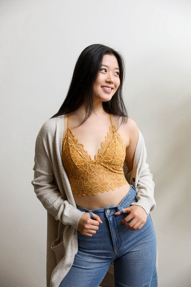 Buttercup Floral Lace Bralette Crop Top from PinkyBelles Shop