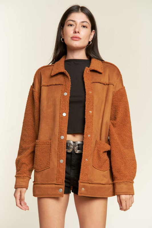 Camel Faux Fur Suede Jacket from PinkyBelles Shop