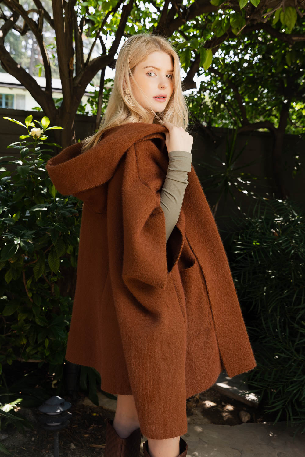 Camel Hooded Cape Cardigan from PinkyBelles Shop