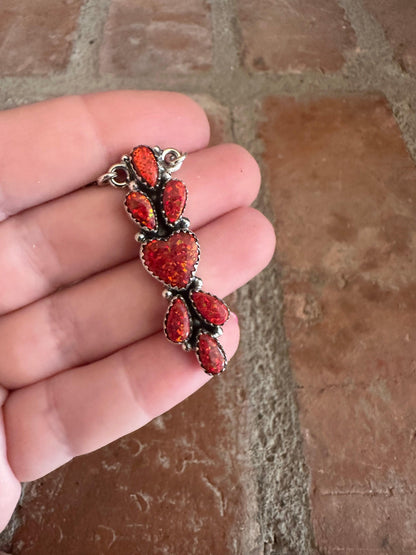 Chain Red Fire Opal Heart Necklace from PinkyBelles Shop