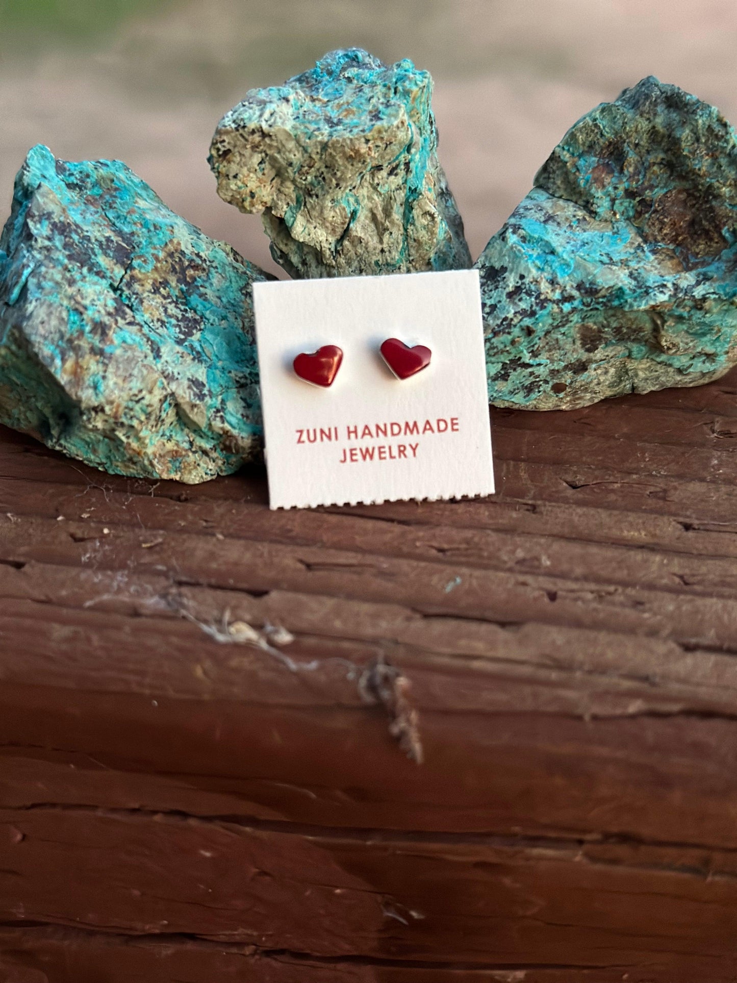 Coral Red Heart Stud Earrings from PinkyBelles Shop