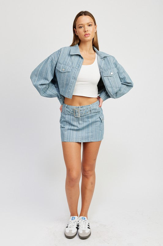 Denim Belted Mini Denim Skirt from PinkyBelles Shop