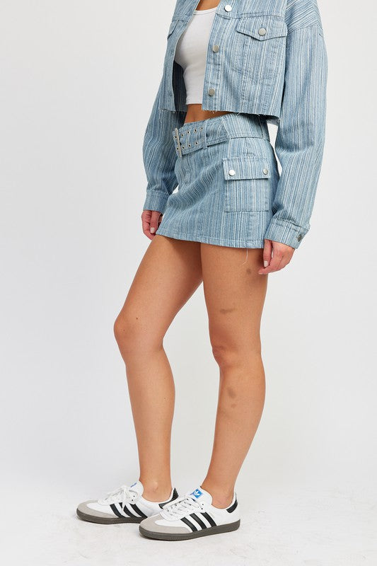 Denim Belted Mini Denim Skirt from PinkyBelles Shop