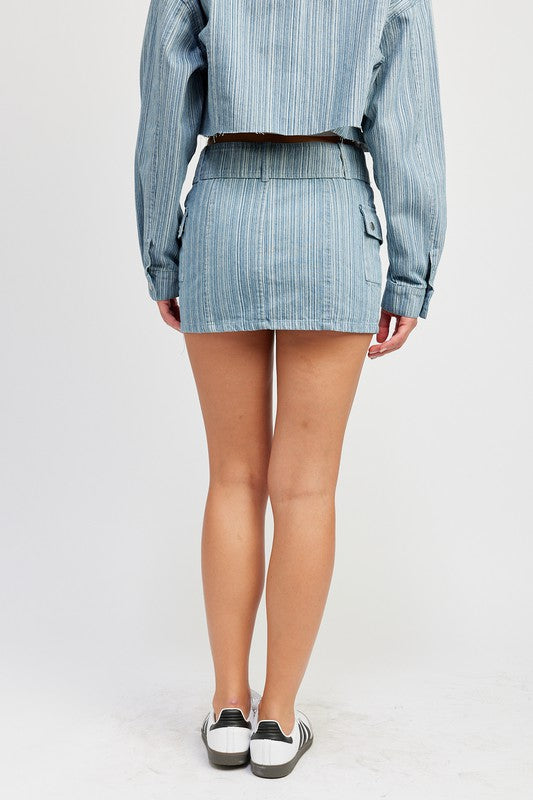 Denim Belted Mini Denim Skirt from PinkyBelles Shop