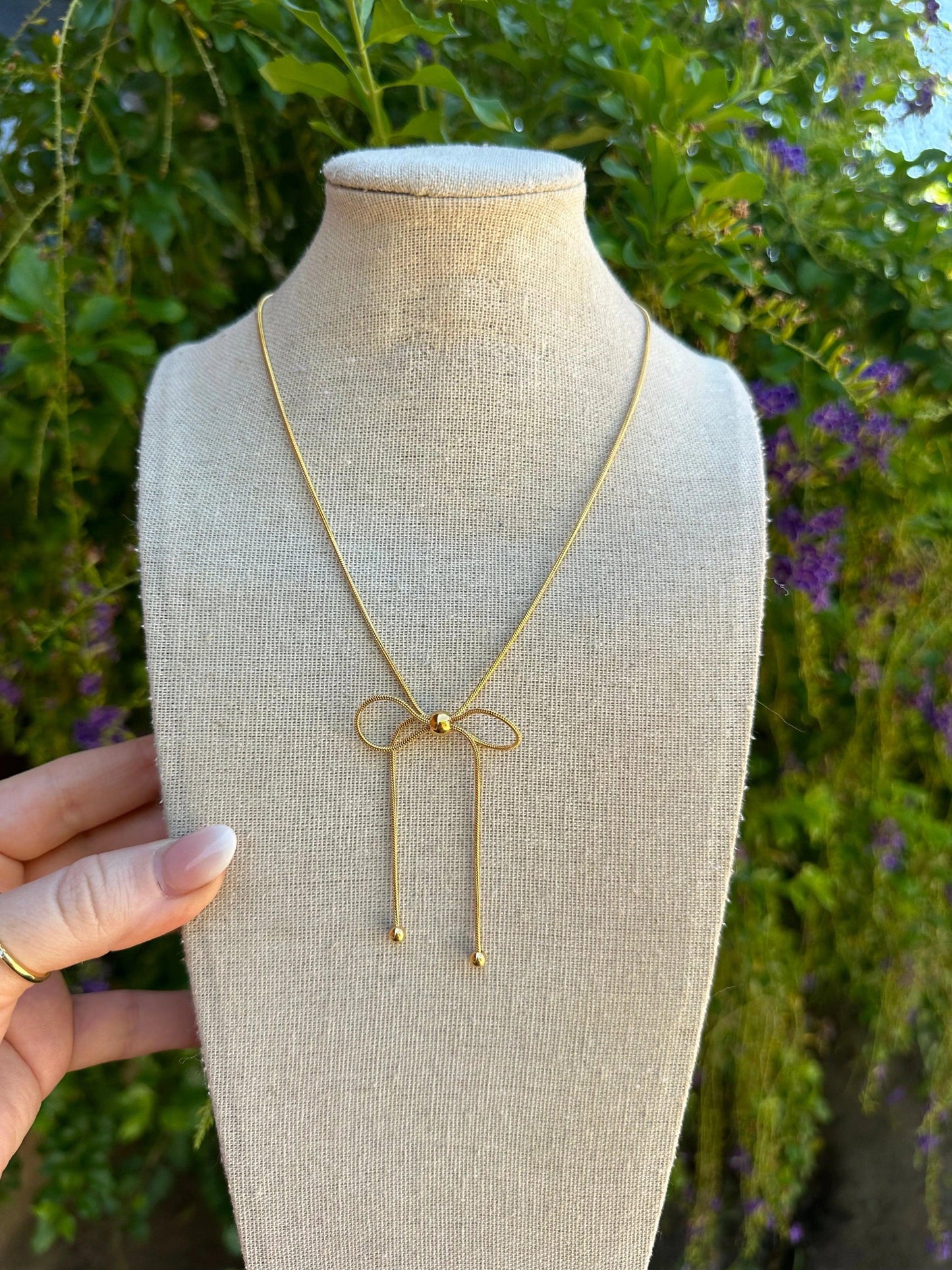 Gold Gold Bow Necklace from PinkyBelles Shop