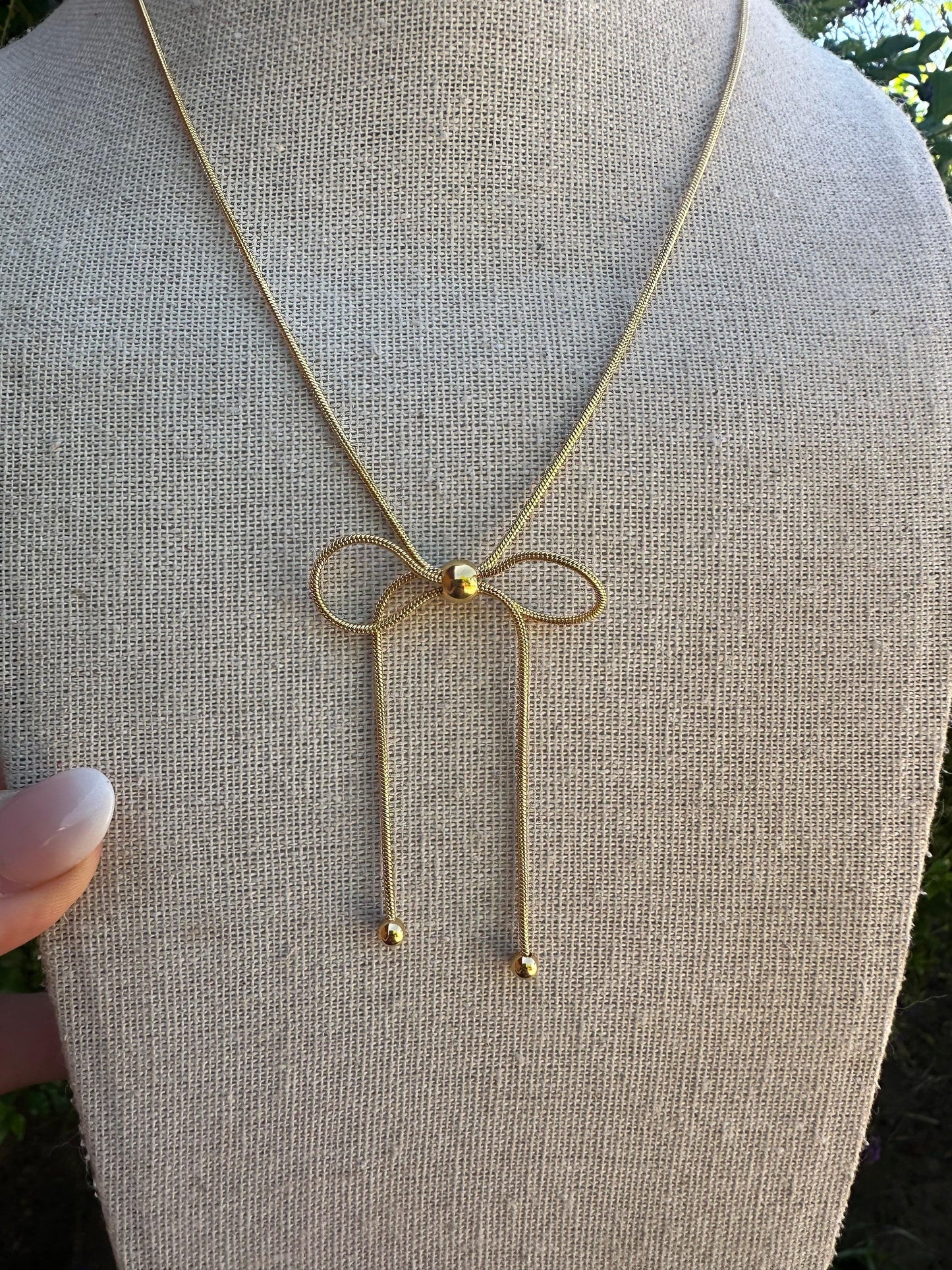 Gold Gold Bow Necklace from PinkyBelles Shop