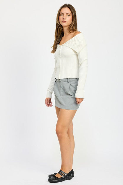 Grey High-Waisted Grey Mini Skirt from PinkyBelles Shop