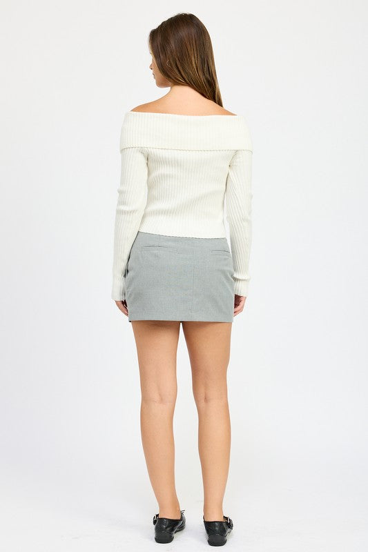 Grey High-Waisted Grey Mini Skirt from PinkyBelles Shop