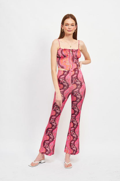 Hot Pink Boho Print High Rise Flared Pants from PinkyBelles Shop