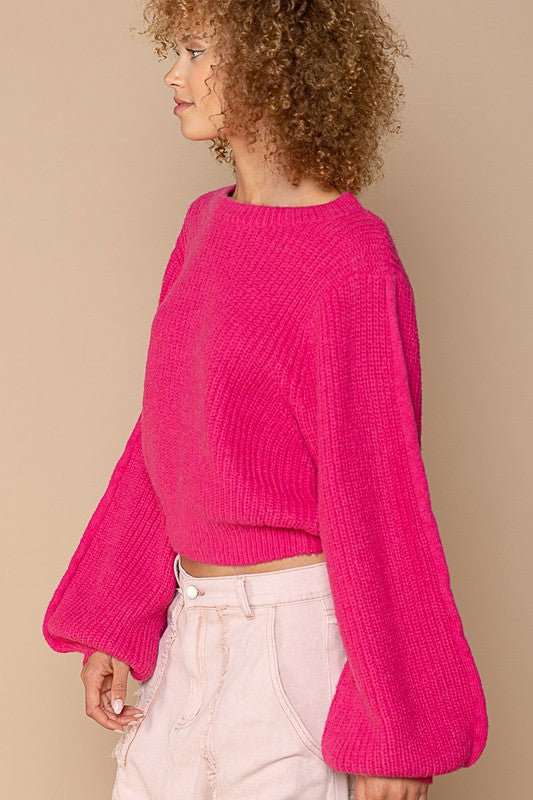 Hot Pink Oversized Round-Neck Sweater from PinkyBelles Shop