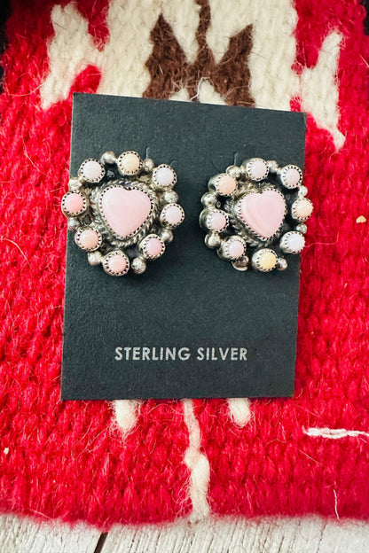 Hot Pink Pink Conch Cluster Heart-shaped Earrings from PinkyBelles Shop