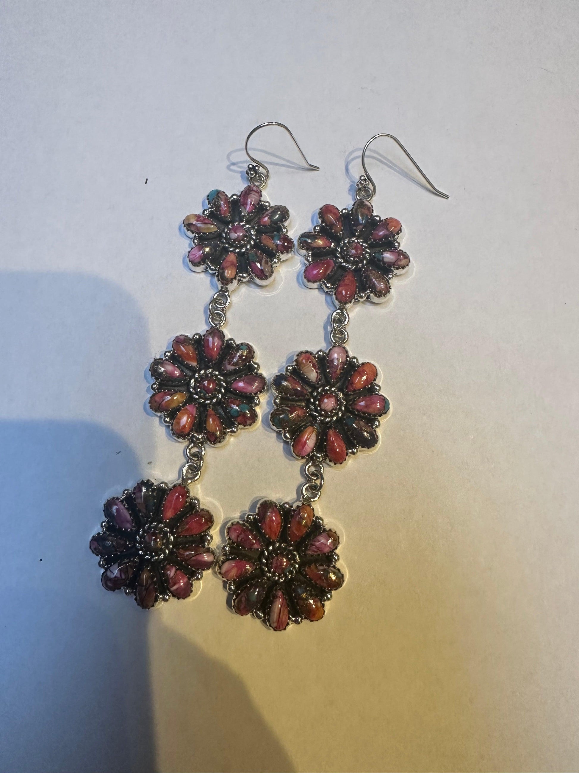 Hot Pink Pink Mojave 3 Flowers Dangle Earrings from PinkyBelles Shop