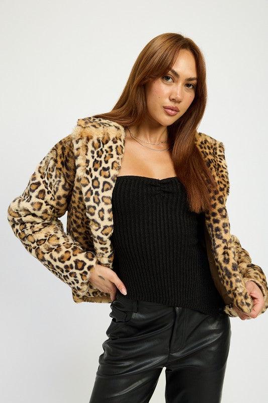 Leopard Leopard Print Faux Fur Coat from PinkyBelles Shop