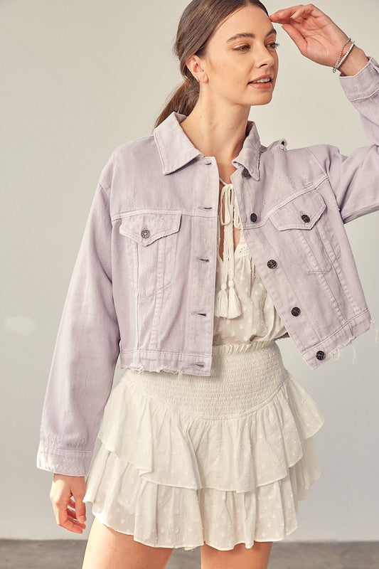 Lilac Color Denim Jacket from PinkyBelles Shop