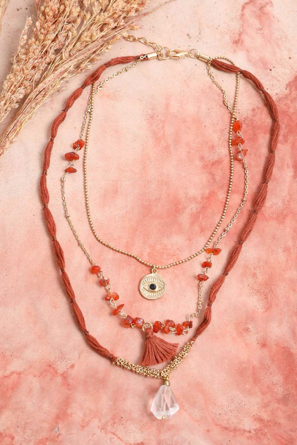 Multicolor Carnelian & Crystal Layered Necklace from PinkyBelles Shop