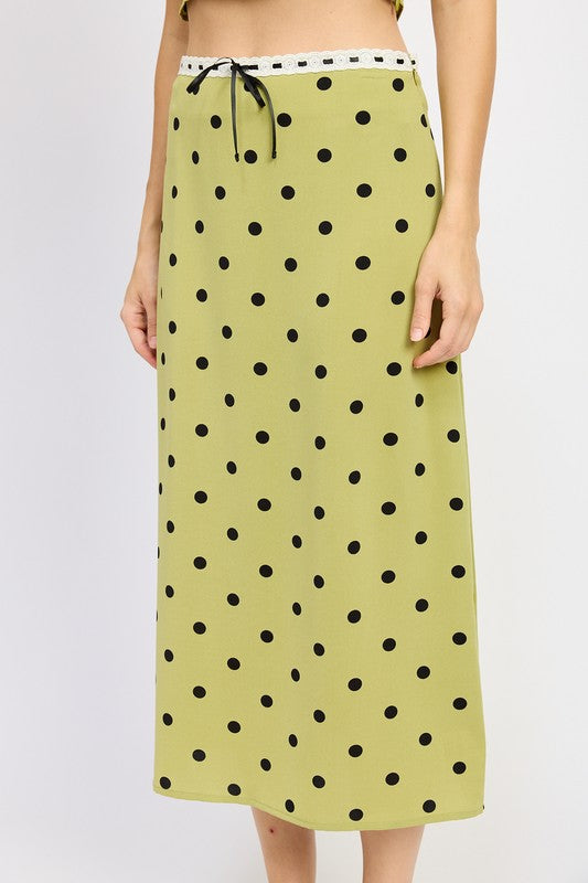 Olive Polka Dot Top and Midi Skirt Set from PinkyBelles Shop