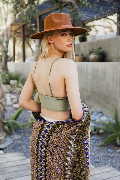 Olive Velvet V-Neck Crop Top from PinkyBelles Shop