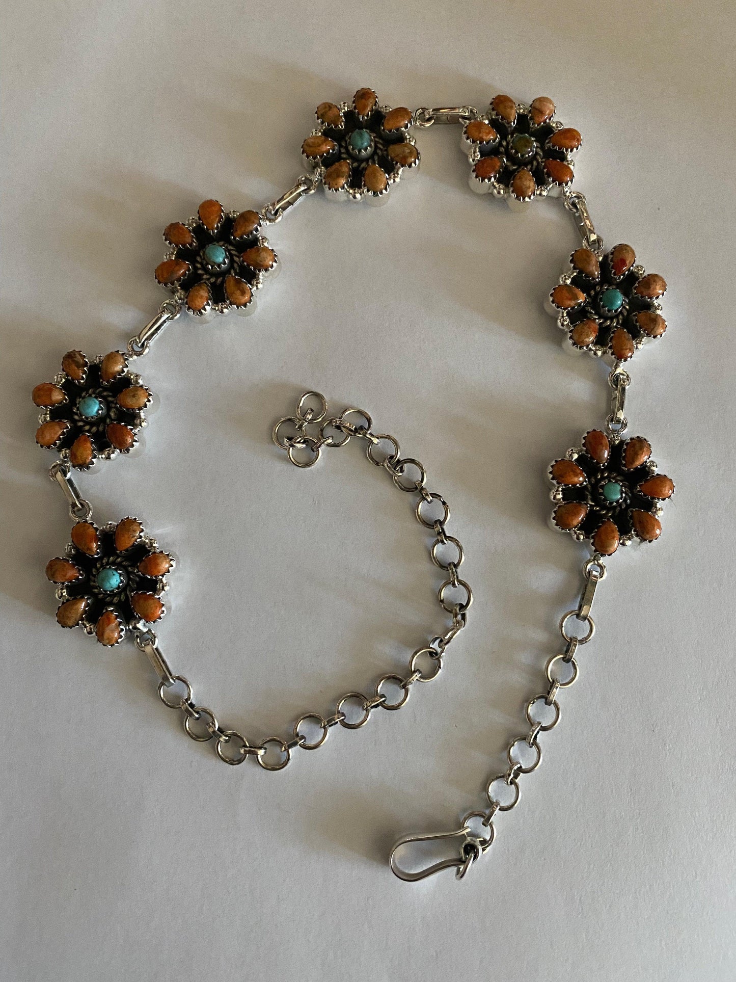 Orange / Turquoise Spiny & Royston Choker Necklace and Stud Earrings Set from PinkyBelles Shop