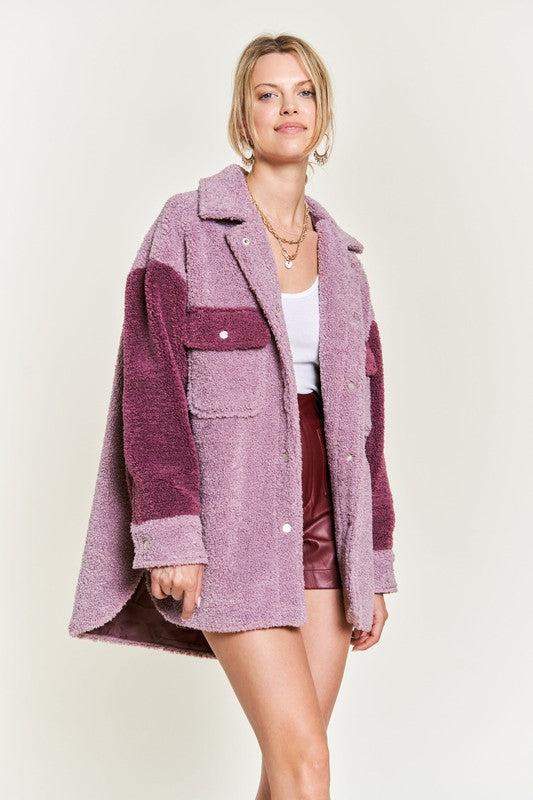 Pink Color Block Sherpa Jacket from PinkyBelles Shop