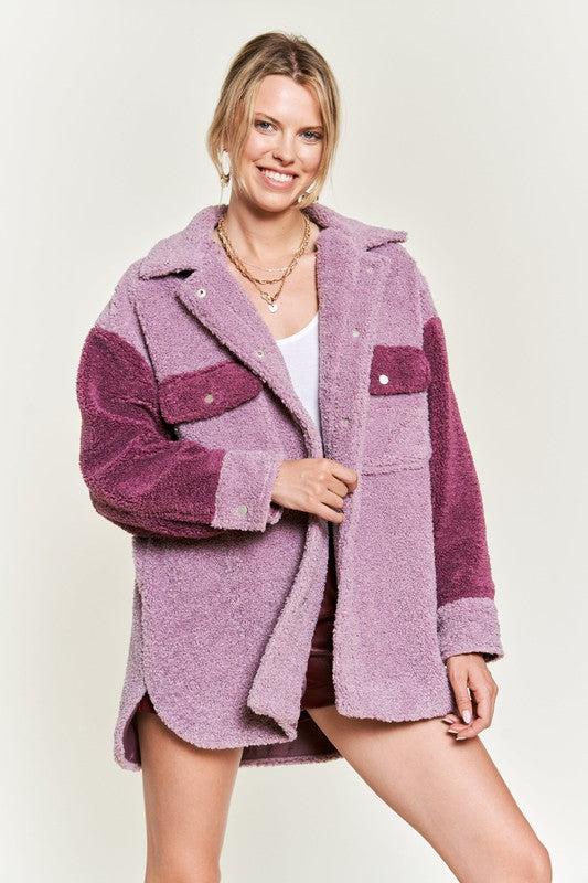 Pink Color Block Sherpa Jacket from PinkyBelles Shop