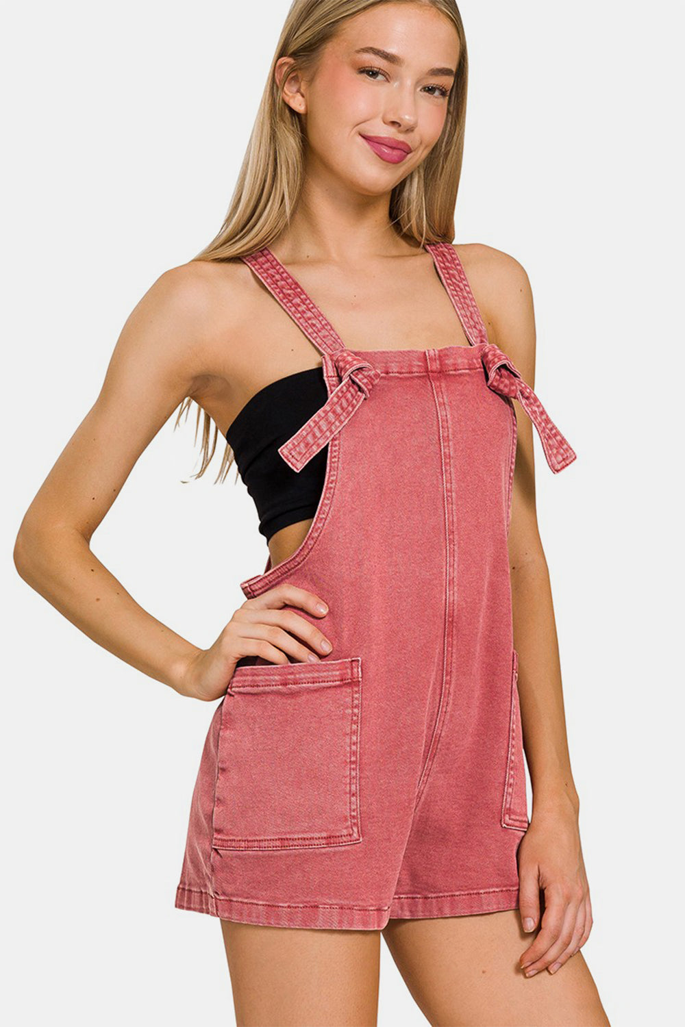 Pink Pink Denim Overall Shorts from PinkyBelles Shop