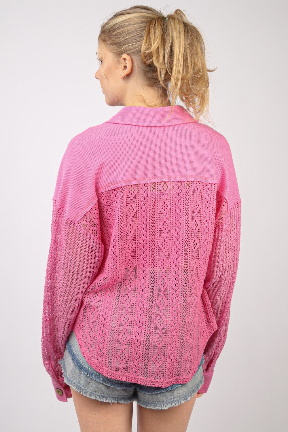 Pink Pink Lace Long Sleeve Shirt from PinkyBelles Shop