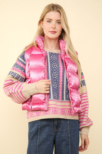 Pink Shiny Metallic Puffer Vest from PinkyBelles Shop