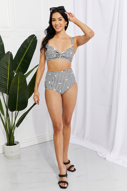 Plaid Vintage Vibes Daisy Plaid High-Rise Bikini in Black from PinkyBelles Shop