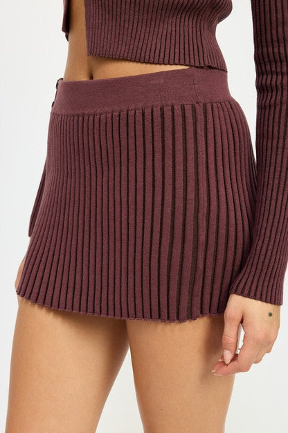 Plum Ribbed Knit Mini Skirt from PinkyBelles Shop