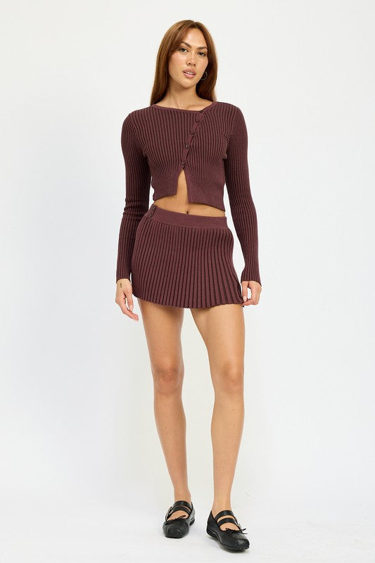 Plum Ribbed Knit Mini Skirt from PinkyBelles Shop